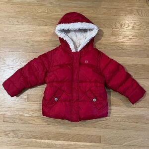 Toddler Old Navy Red Winter Jacket, Fleece Inner Lining, Puffer Coat
